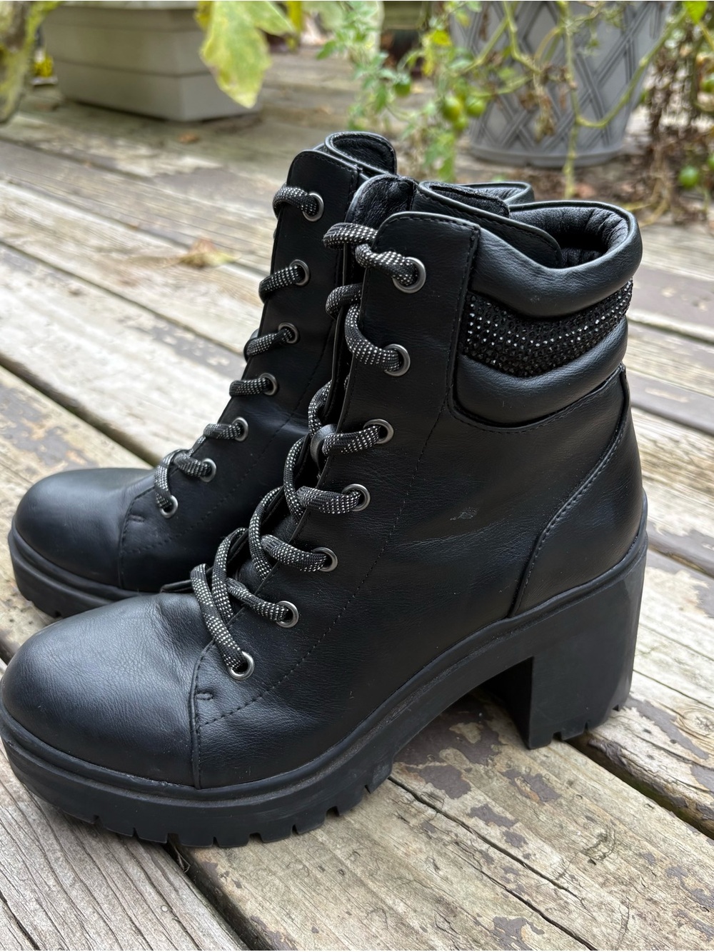 Nine West Black Lace-Up Combat Boots Women’s Size 7